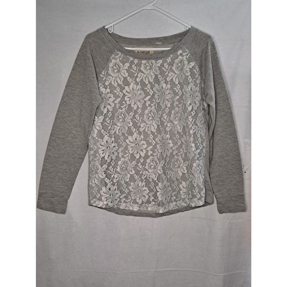 Vintage ENERGIE Kenley Lace Sweatshirt Grey White Lace Large(Juniors)